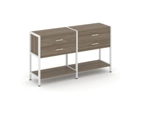 Двухсекционный стеллаж двухярусный с ящиками 1590х400х879 Шелф Систем / Shelf System images