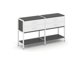 Двухсекционный стеллаж двухярусный с ящиками 1590х400х879 Шелф Систем / Shelf System images