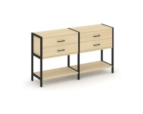 Двухсекционный стеллаж двухярусный с ящиками 1590х400х879 Шелф Систем / Shelf System images