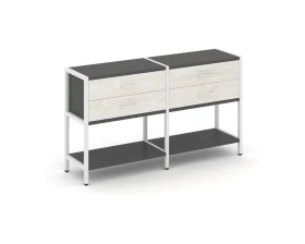 Двухсекционный стеллаж двухярусный с ящиками 1590х400х879 Шелф Систем / Shelf System images