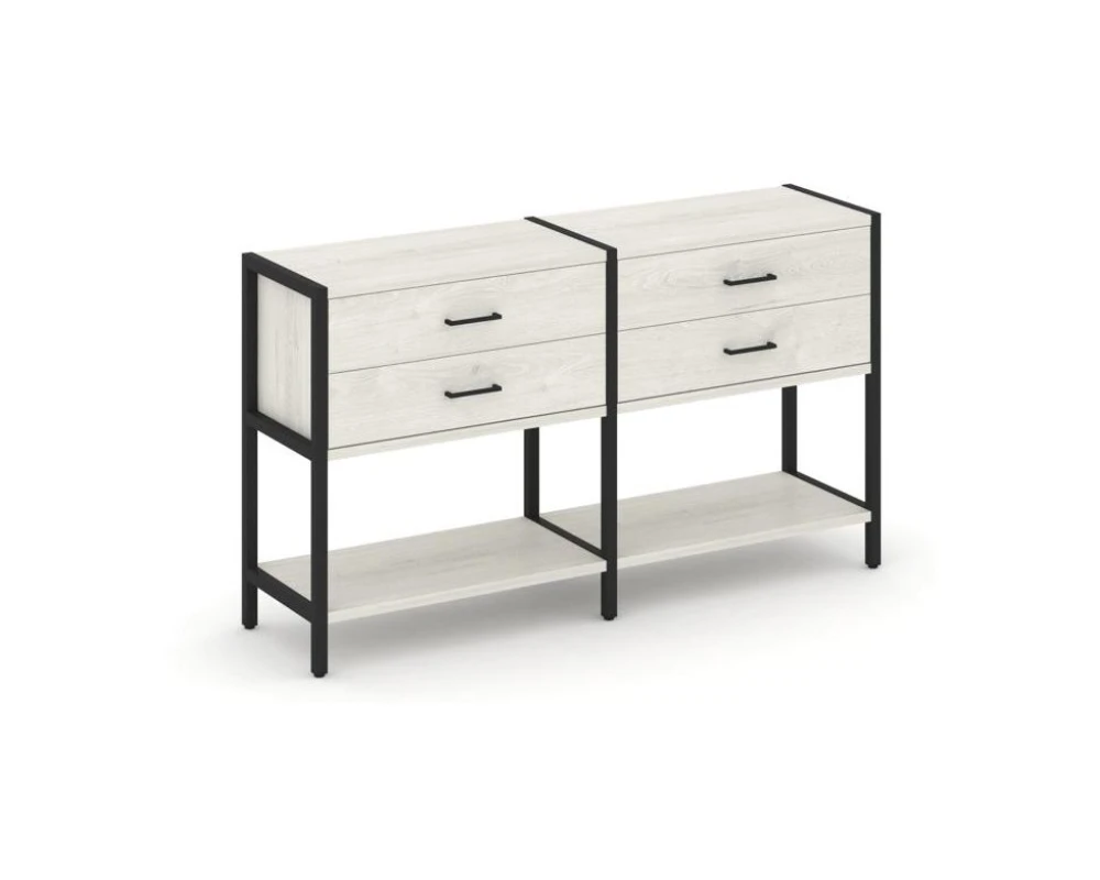 Двухсекционный стеллаж двухярусный с ящиками 1590х400х879 Шелф Систем / Shelf System