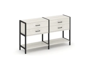 Двухсекционный стеллаж двухярусный с ящиками 1590х400х879 Шелф Систем / Shelf System images