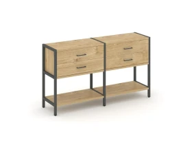 Двухсекционный стеллаж двухярусный с ящиками 1590х400х879 Шелф Систем / Shelf System images