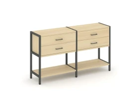 Двухсекционный стеллаж двухярусный с ящиками 1590х400х879 Шелф Систем / Shelf System images