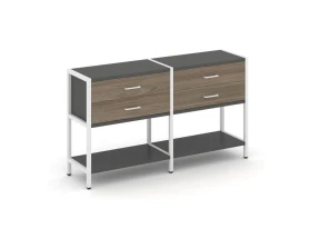 Двухсекционный стеллаж двухярусный с ящиками 1590х400х879 Шелф Систем / Shelf System images