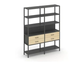 Двухсекционный стеллаж пятиярусный с ящиками 1590х400х1980 Шелф Систем / Shelf System images