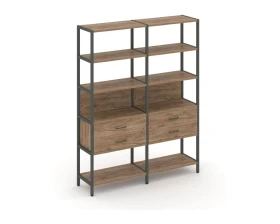 Двухсекционный стеллаж пятиярусный с ящиками 1590х400х1980 Шелф Систем / Shelf System images