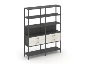 Двухсекционный стеллаж пятиярусный с ящиками 1590х400х1980 Шелф Систем / Shelf System images