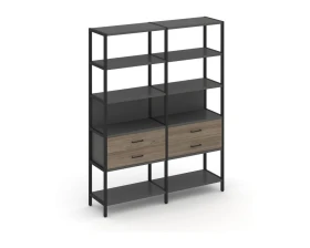 Двухсекционный стеллаж пятиярусный с ящиками 1590х400х1980 Шелф Систем / Shelf System images