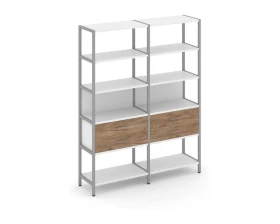 Двухсекционный стеллаж пятиярусный с ящиками 1590х400х1980 Шелф Систем / Shelf System images