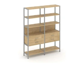 Двухсекционный стеллаж пятиярусный с ящиками 1590х400х1980 Шелф Систем / Shelf System images
