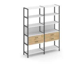 Двухсекционный стеллаж пятиярусный с ящиками 1590х400х1980 Шелф Систем / Shelf System images