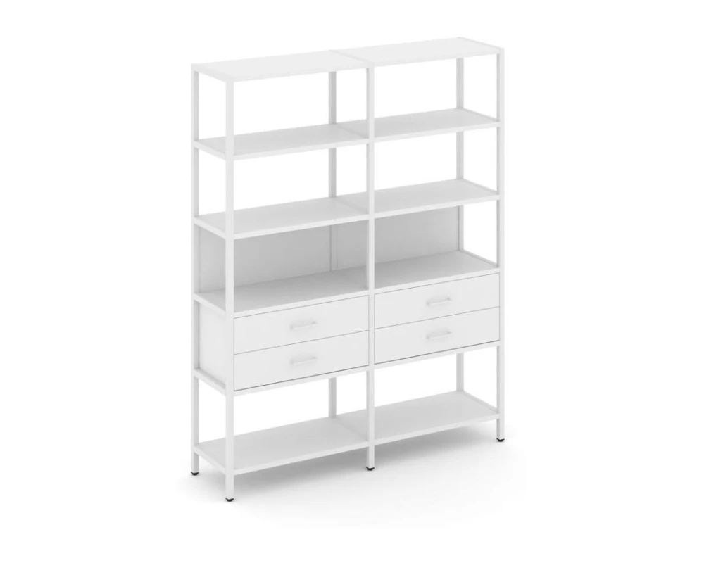 Двухсекционный стеллаж пятиярусный с ящиками 1590х400х1980 Шелф Систем / Shelf System