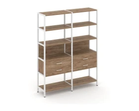 Двухсекционный стеллаж пятиярусный с ящиками 1590х400х1980 Шелф Систем / Shelf System images