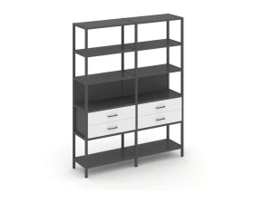 Двухсекционный стеллаж пятиярусный с ящиками 1590х400х1980 Шелф Систем / Shelf System images