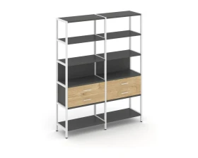 Двухсекционный стеллаж пятиярусный с ящиками 1590х400х1980 Шелф Систем / Shelf System images