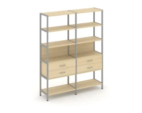 Двухсекционный стеллаж пятиярусный с ящиками 1590х400х1980 Шелф Систем / Shelf System images