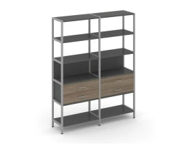 Двухсекционный стеллаж пятиярусный с ящиками 1590х400х1980 Шелф Систем / Shelf System images