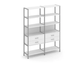 Двухсекционный стеллаж пятиярусный с ящиками 1590х400х1980 Шелф Систем / Shelf System images