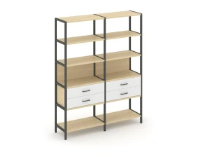 Двухсекционный стеллаж пятиярусный с ящиками 1590х400х1980 Шелф Систем / Shelf System images