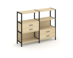 Двухсекционный стеллаж трехярусный с ящиками на двух ярусах 1590х400х1246 Шелф Систем / Shelf System images