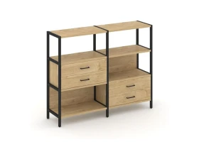 Двухсекционный стеллаж трехярусный с ящиками на двух ярусах 1590х400х1246 Шелф Систем / Shelf System images