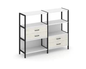 Двухсекционный стеллаж трехярусный с ящиками на двух ярусах 1590х400х1246 Шелф Систем / Shelf System images