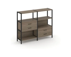 Двухсекционный стеллаж трехярусный с ящиками на двух ярусах 1590х400х1246 Шелф Систем / Shelf System images