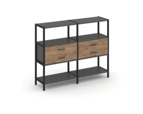 Двухсекционный стеллаж трехярусный с ящиками на одном ярусе 1590х400х1246 Шелф Систем / Shelf System images