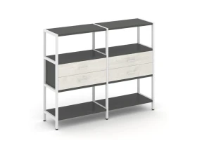 Двухсекционный стеллаж трехярусный с ящиками на одном ярусе 1590х400х1246 Шелф Систем / Shelf System images