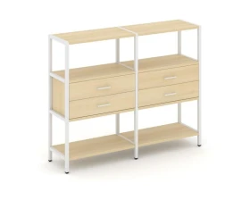 Двухсекционный стеллаж трехярусный с ящиками на одном ярусе 1590х400х1246 Шелф Систем / Shelf System images