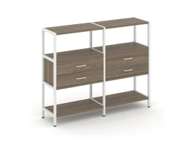 Двухсекционный стеллаж трехярусный с ящиками на одном ярусе 1590х400х1246 Шелф Систем / Shelf System images