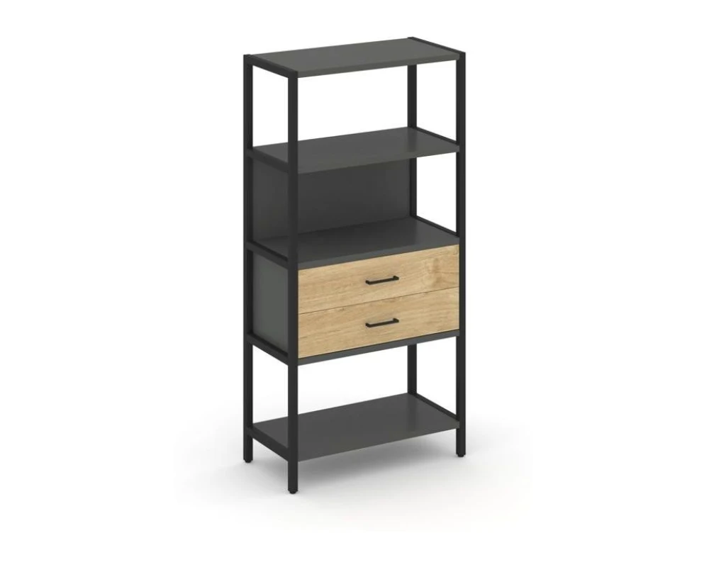 Односекционный стеллаж четырехярусный с ящиками 810х400х1613 Шелф Систем / Shelf System