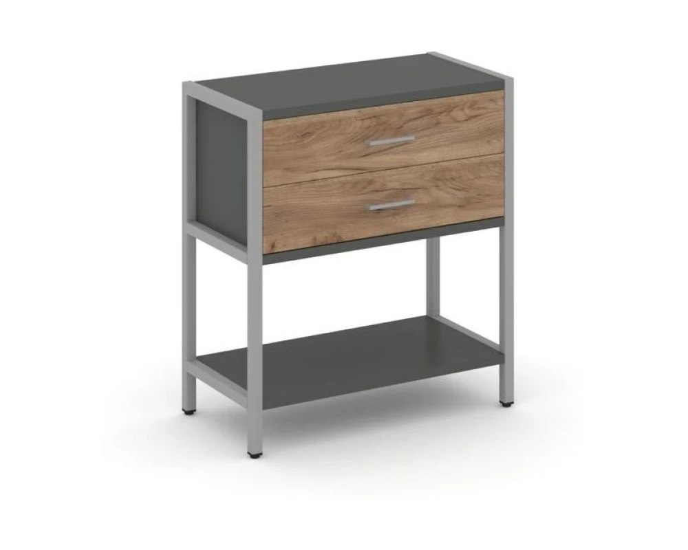 Односекционный стеллаж двухярусный с ящиками 810х400х879 Шелф Систем / Shelf System