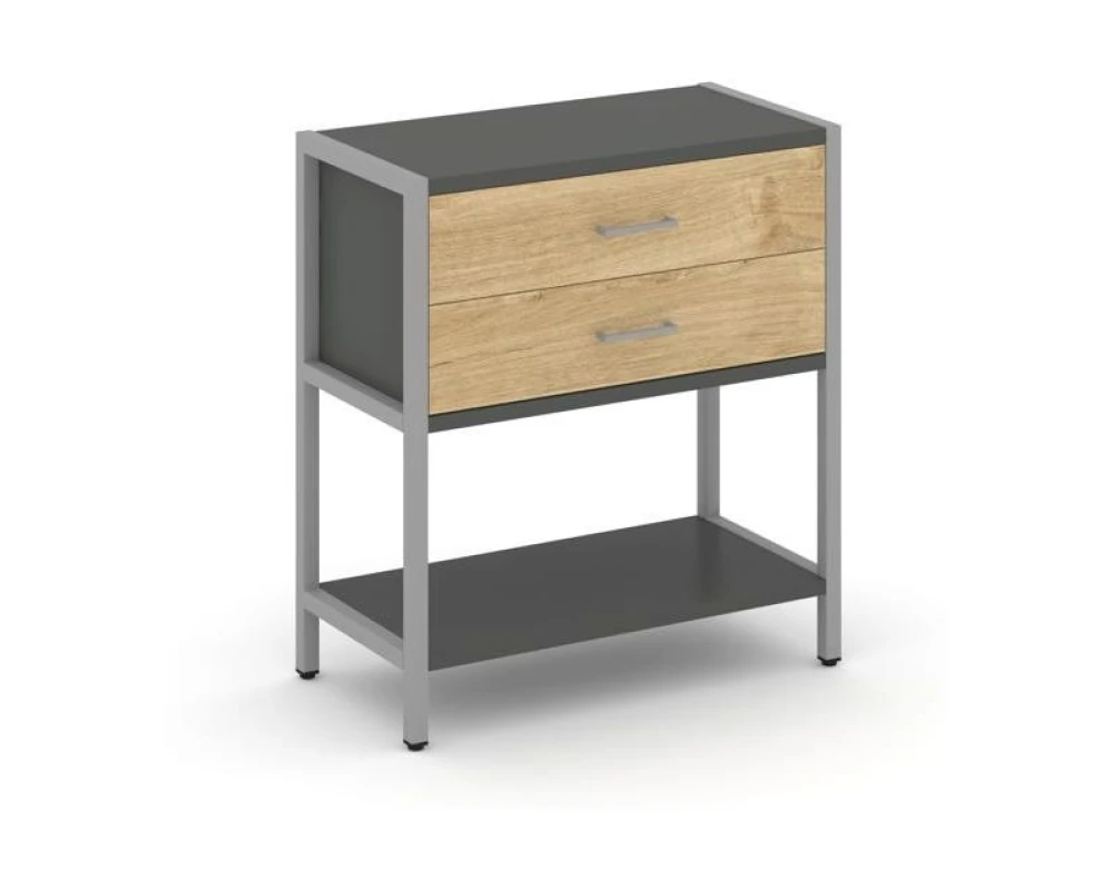 Односекционный стеллаж двухярусный с ящиками 810х400х879 Шелф Систем / Shelf System