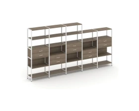 Пятисекционный стеллаж пятиярусный с ящиками 3930х400х1980 Шелф Систем / Shelf System images