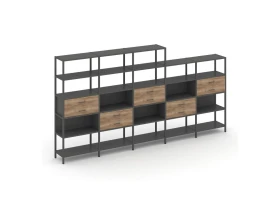 Пятисекционный стеллаж пятиярусный с ящиками 3930х400х1980 Шелф Систем / Shelf System images