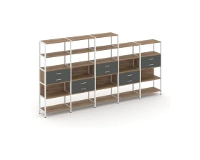 Пятисекционный стеллаж пятиярусный с ящиками 3930х400х1980 Шелф Систем / Shelf System images