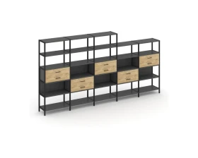 Пятисекционный стеллаж пятиярусный с ящиками 3930х400х1980 Шелф Систем / Shelf System images