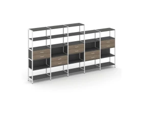 Пятисекционный стеллаж пятиярусный с ящиками 3930х400х1980 Шелф Систем / Shelf System images