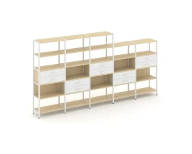 Пятисекционный стеллаж пятиярусный с ящиками 3930х400х1980 Шелф Систем / Shelf System images