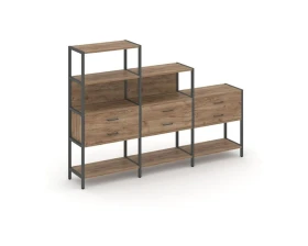 Трехсекционный стеллаж четырех/трех/двухярусный с ящиками 2730х400х1613 Шелф Систем / Shelf System images