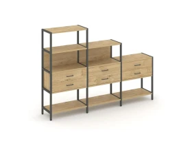 Трехсекционный стеллаж четырех/трех/двухярусный с ящиками 2730х400х1613 Шелф Систем / Shelf System images