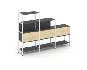 Трехсекционный стеллаж четырех/трех/двухярусный с ящиками 2730х400х1613 Шелф Систем / Shelf System images
