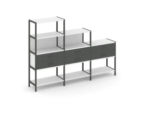 Трехсекционный стеллаж четырех/трех/двухярусный с ящиками 2730х400х1613 Шелф Систем / Shelf System images