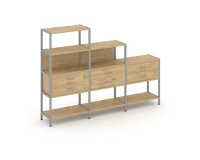 Трехсекционный стеллаж четырех/трех/двухярусный с ящиками 2730х400х1613 Шелф Систем / Shelf System images