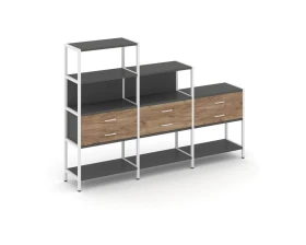 Трехсекционный стеллаж четырех/трех/двухярусный с ящиками 2730х400х1613 Шелф Систем / Shelf System images