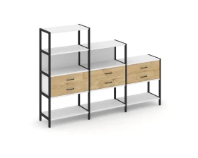 Трехсекционный стеллаж четырех/трех/двухярусный с ящиками 2730х400х1613 Шелф Систем / Shelf System images