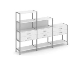 Трехсекционный стеллаж четырех/трех/двухярусный с ящиками 2730х400х1613 Шелф Систем / Shelf System images