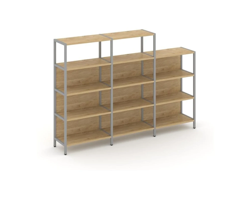 Трехсекционный стеллаж четырех/трехярусный 2370х400х879 Шелф Систем / Shelf System